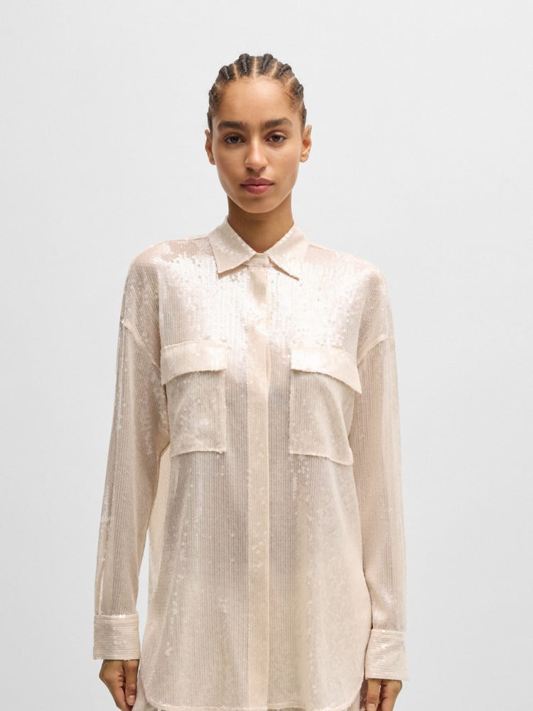 BOSS Natural Relaxed Fit Shirt With Sequins - Image 1 of 6