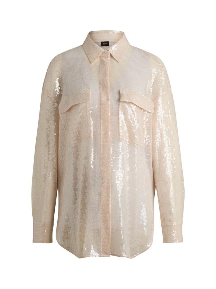 BOSS Natural Relaxed Fit Shirt With Sequins - Image 6 of 6