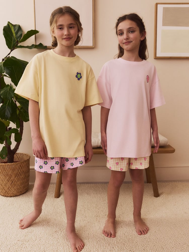 Pink/Yellow Short Pyjamas 2 Pack (3-16yrs) - Image 1 of 11