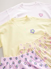Pink/Yellow Short Pyjamas 2 Pack (3-16yrs) - Image 10 of 11