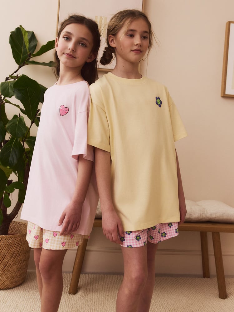 Pink/Yellow Short Pyjamas 2 Pack (3-16yrs) - Image 2 of 11