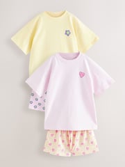Pink/Yellow Short Pyjamas 2 Pack (3-16yrs) - Image 6 of 11