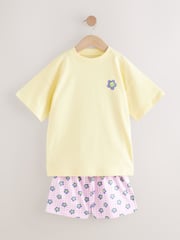 Pink/Yellow Short Pyjamas 2 Pack (3-16yrs) - Image 7 of 11