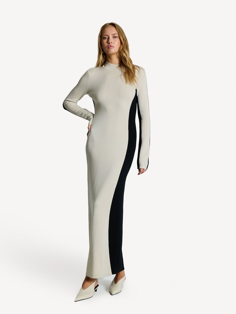 Joseph Cream Silk/Wool Blend Contrast Cut Maxi Dress - Image 1 of 7