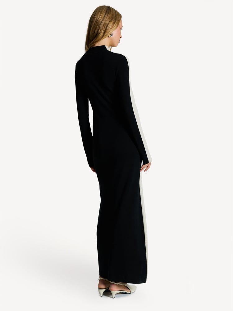 Joseph Cream Silk/Wool Blend Contrast Cut Maxi Dress - Image 2 of 7