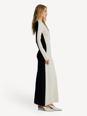 Joseph Cream Silk/Wool Blend Contrast Cut Maxi Dress - Image 3 of 7