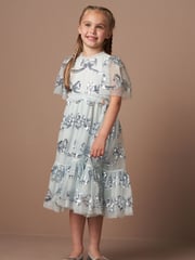 Angel & Rocket Blue Delta Sequin Bow Mesh Dress - Image 3 of 7