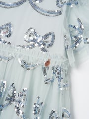Angel & Rocket Blue Delta Sequin Bow Mesh Dress - Image 7 of 7