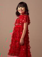 Angel & Rocket Red Delphine Sequin Mesh Dress - Image 4 of 8