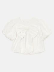 Angel & Rocket White Nadia Bubble Hem Bow Top - Image 5 of 7