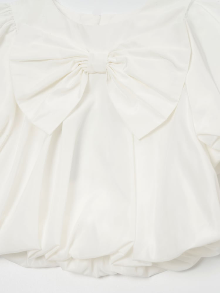 Angel & Rocket White Nadia Bubble Hem Bow Top - Image 7 of 7