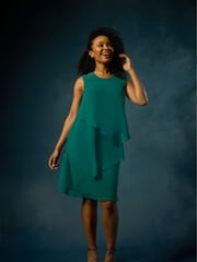 Roman Green Petite Embellished Tiered Shift Dress - Image 1 of 7