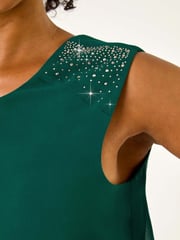 Roman Green Petite Embellished Tiered Shift Dress - Image 7 of 7