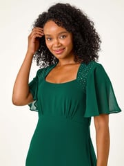 Roman Green Petite Hotfix Detail Midi Dress - Image 4 of 5