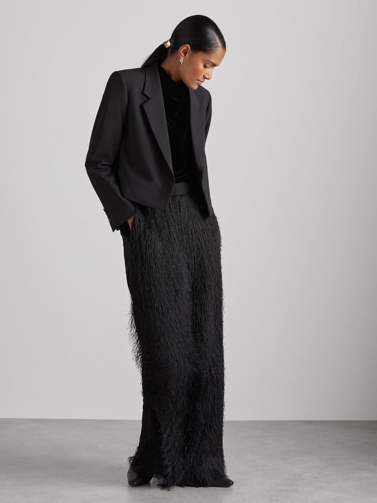 Reiss Black Louise Atelier Cropped Blazer - Image 1 of 6