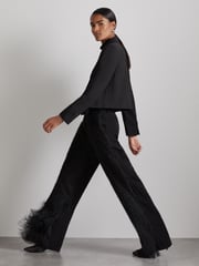 Reiss Black Louise Atelier Cropped Blazer - Image 3 of 6