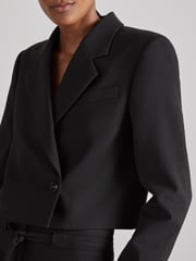 Reiss Black Louise Atelier Cropped Blazer - Image 4 of 6