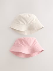 Ecru/Pink Bucket Hats 2 Pack (3mths-16yrs) - Image 1 of 5