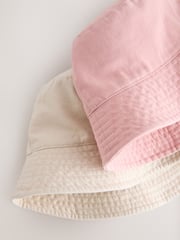 Ecru/Pink Bucket Hats 2 Pack (3mths-16yrs) - Image 4 of 5
