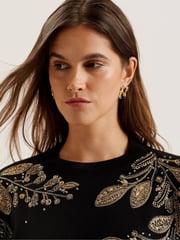 Ted Baker Black Rosmrry Embellished Crew Neck Long Sleeve Sweater - Image 4 of 6