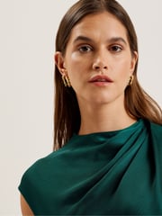 Ted Baker Green Rimini Draped Neck Detail Midi Dress - Image 3 of 6
