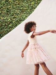 Pink Floral Tiered Mesh Skirt Dress (3-12yrs) - Image 3 of 7