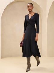 Lipsy Black V-Neck Twist Underbust Jersey Midi Dress - Image 3 of 4