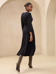 Lipsy Black V-Neck Twist Underbust Jersey Midi Dress - Image 4 of 4