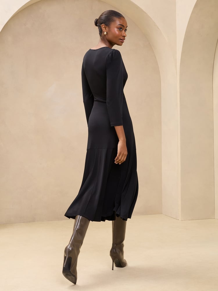 Lipsy Black V-Neck Twist Underbust Jersey Midi Dress - Image 4 of 4