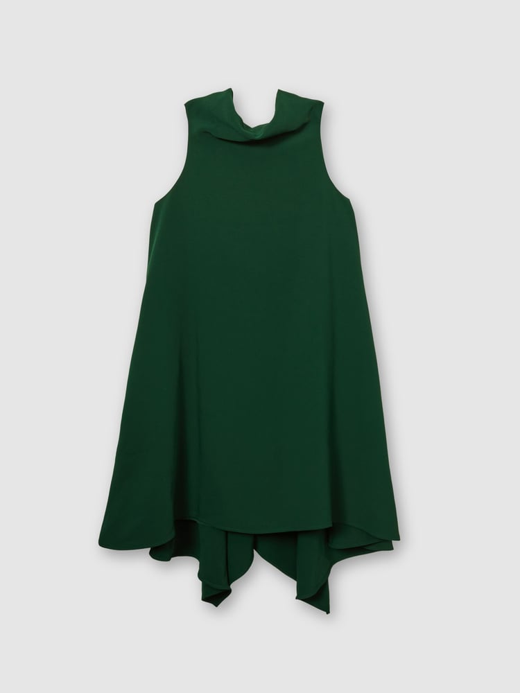 Reiss Green Shauna High-Neck Drape Back Mini Dress - Image 2 of 6