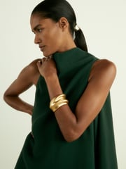 Reiss Green Shauna High-Neck Drape Back Mini Dress - Image 3 of 6