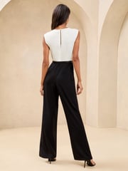 Lipsy White Petite 2 in 1 Cowl Neck Belted Jumpsuit - Image 4 of 4