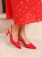 Linzi Red Presley Stiletto Pointed Court Heels - Image 1 of 5