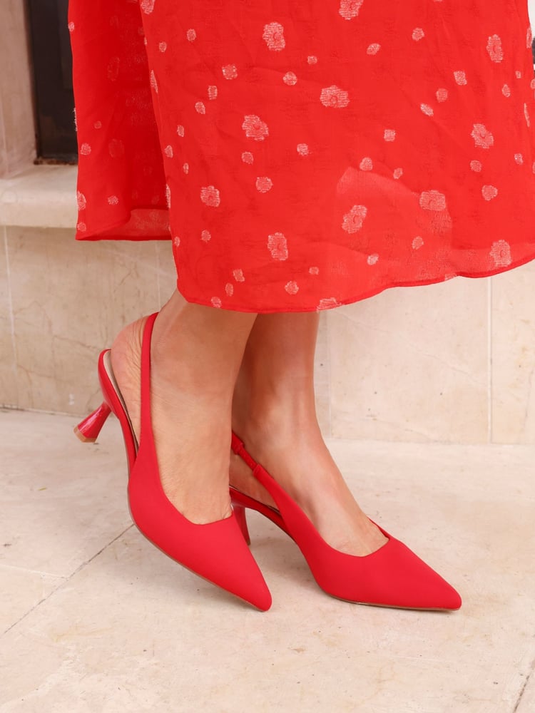 Linzi Red Presley Stiletto Pointed Court Heels - Image 1 of 5