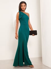Lipsy Teal One Shoulder Bow Maxi Dress - Image 1 of 4