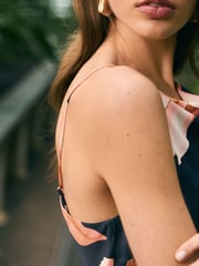 Navy Blue/Pink Floral Kew Collection Cowl Neck Maxi Dress - Image 6 of 9