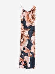 Navy Blue/Pink Floral Kew Collection Cowl Neck Maxi Dress - Image 7 of 9