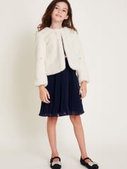Monsoon Natural Embellished Faux Fur Coat - Image 1 of 7