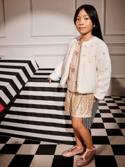 Monsoon Natural Embellished Faux Fur Coat - Image 3 of 7