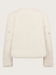 Monsoon Natural Embellished Faux Fur Coat - Image 6 of 7