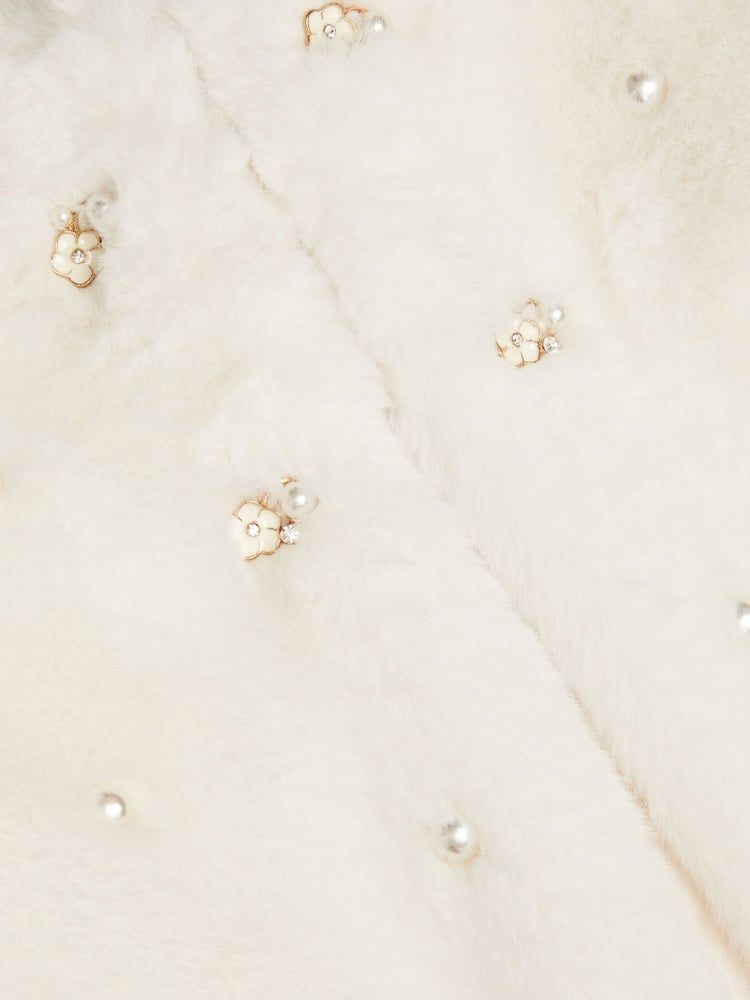 Monsoon Natural Embellished Faux Fur Coat - Image 7 of 7