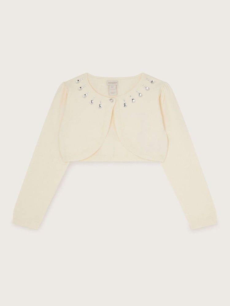 Monsoon Natural Maisie Diamante Trim Cardigan - Image 1 of 3