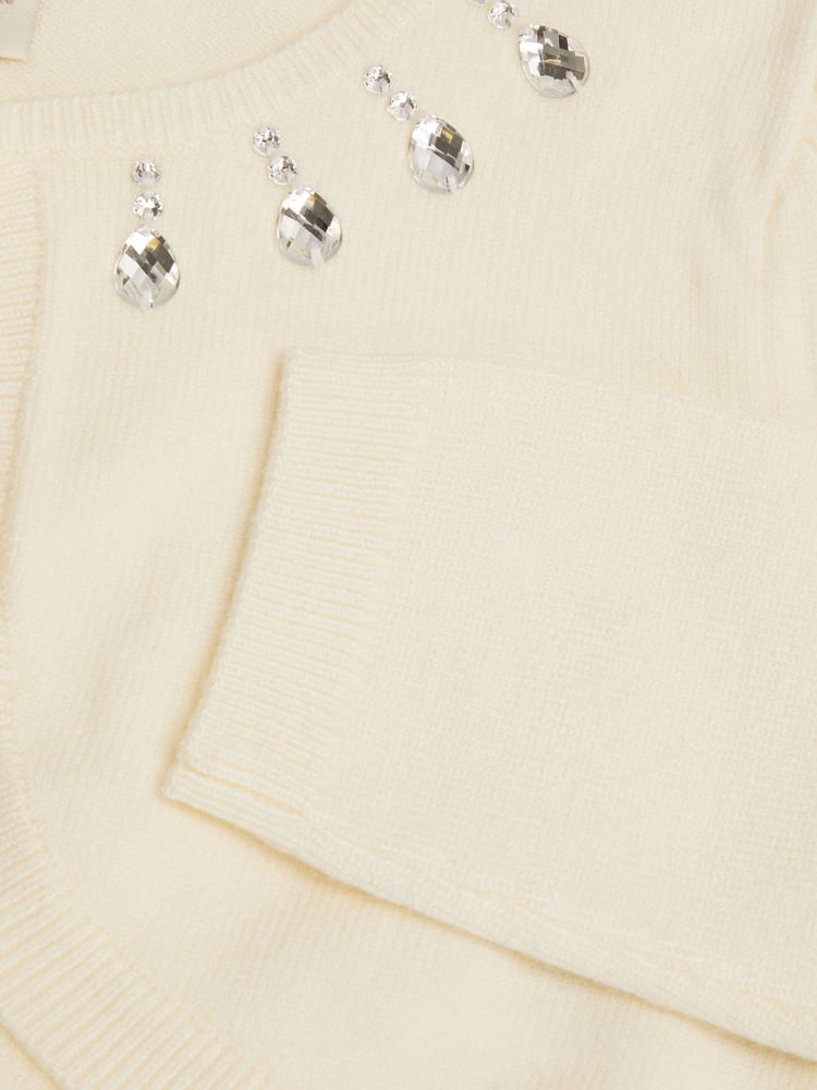 Monsoon Natural Maisie Diamante Trim Cardigan - Image 3 of 3