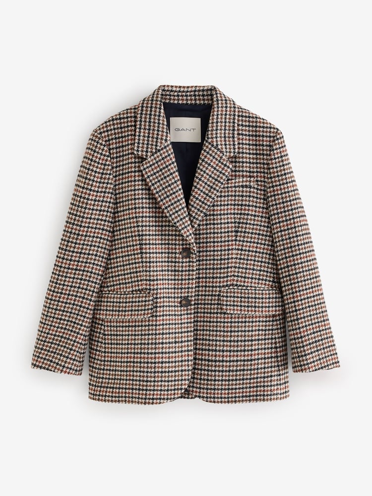 GANT Cream Regular Houndstooth Blazer - Image 7 of 7
