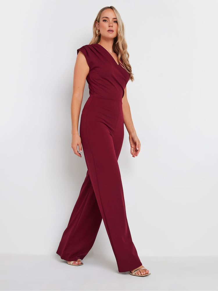 Long Tall Sally Red Scuba Wrap Jumpsuit - Image 1 of 4