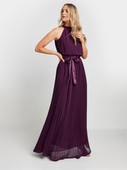 Long Tall Sally Purple Halterneck Pleated Dress - Image 1 of 5
