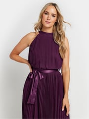 Long Tall Sally Purple Halterneck Pleated Dress - Image 2 of 5
