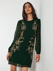 Monsoon Green Emma Embellished Tunic Dress - Image 2 of 4