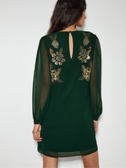 Monsoon Green Emma Embellished Tunic Dress - Image 3 of 4