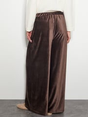 Monsoon Brown Shay Rib Velour Wide Leg Trousers - Image 3 of 4